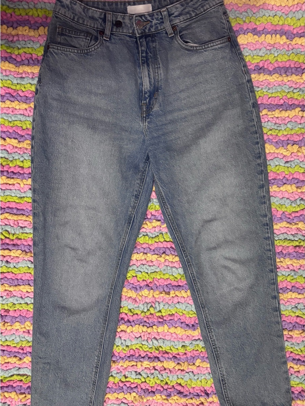H&M Women's Straight Leg Jeans in Light Blue Denim